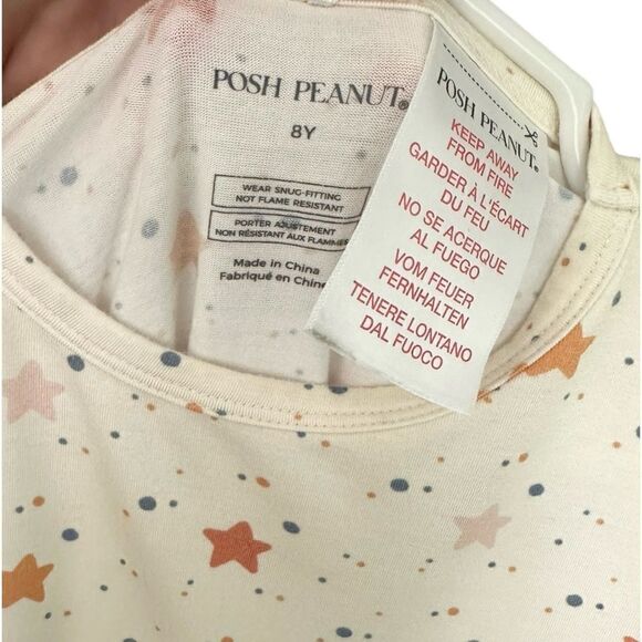 Posh Peanut Kids Cream Multi Star Print Long Sleeve Bamboo Pajama Set - Picture 8 of 9